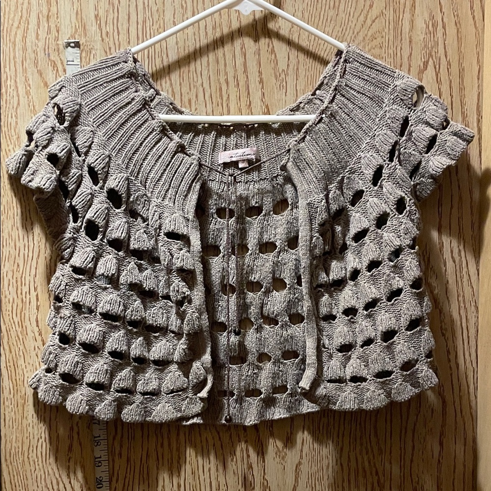 Elegant Open-Knit Gray Cardigan